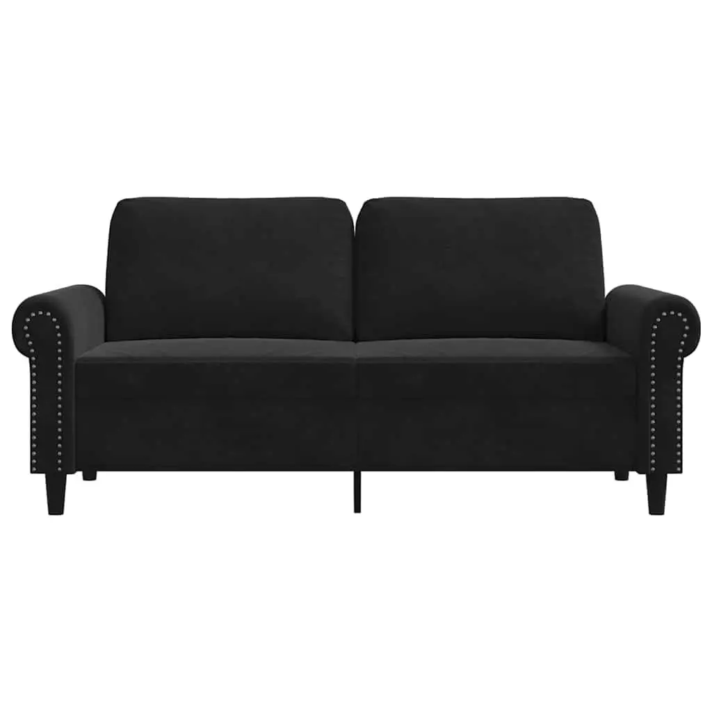 2-Seater Sofa Black Velvet 140 cm Modern Living Room Couch