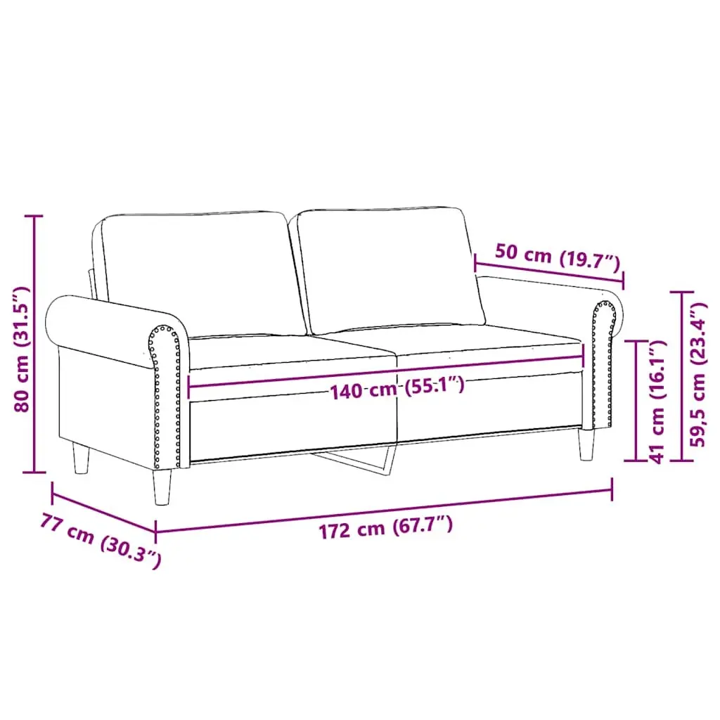 2-Seater Sofa Black Velvet 140 cm Modern Living Room Couch