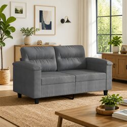 2-Seater Sofa Grey Microfibre Upholstered Couch 120cm Modern Living Room