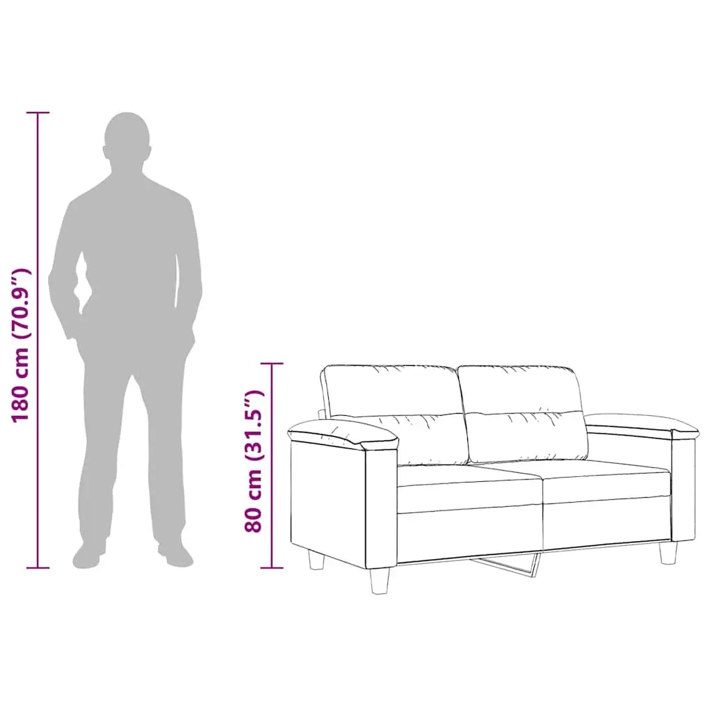 2-Seater Sofa in Grey Microfibre
