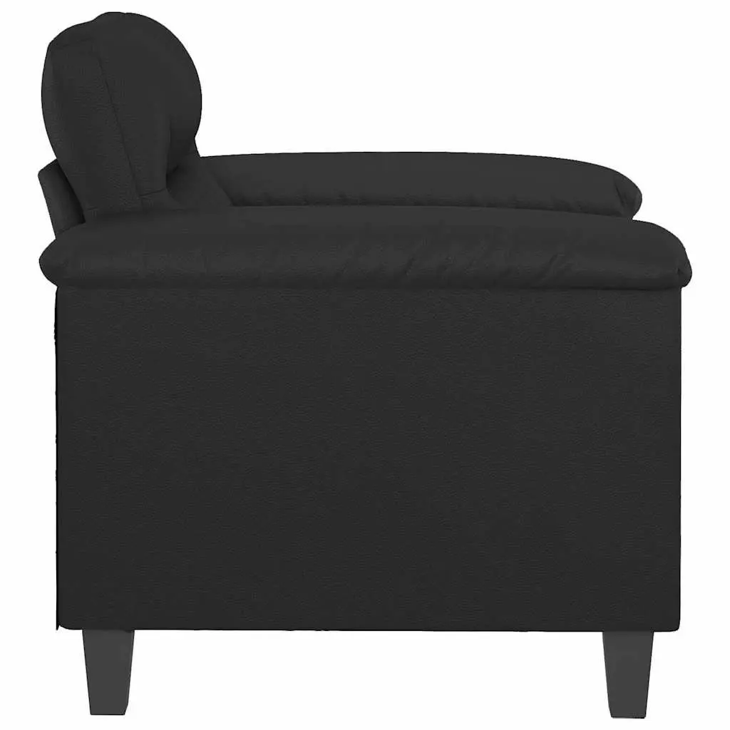 Black Sofa Chair 60cm Modern Armchair Faux Leather Lounge Seat Relaxation