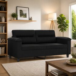 Welcome Home: 2-Seater Black Sofa for Cozy Gatherings