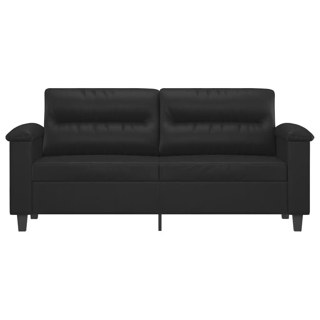 2-Seater Sofa Black Faux Leather 140cm Modern Couch