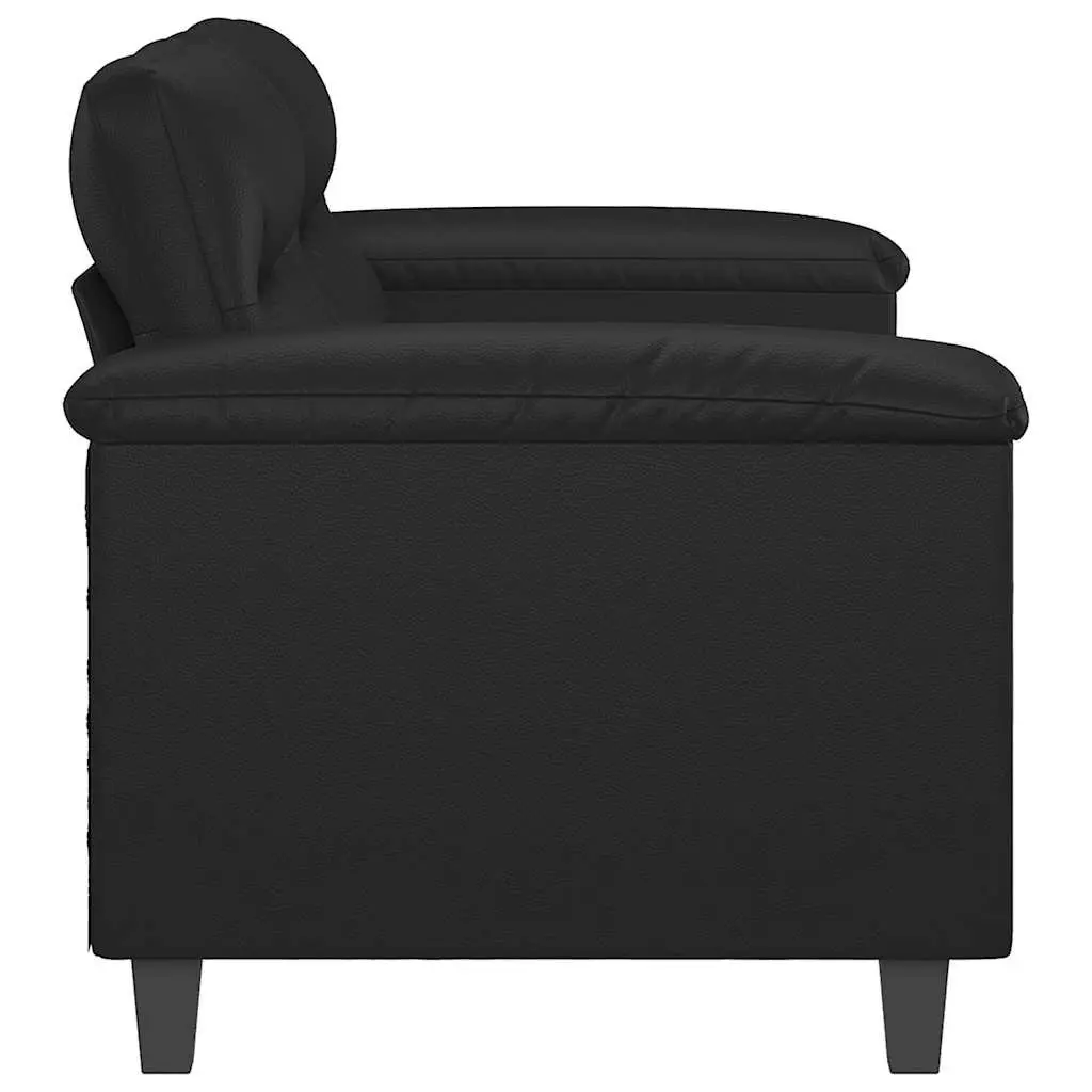 2-Seater Sofa Black Faux Leather 140cm Modern Couch