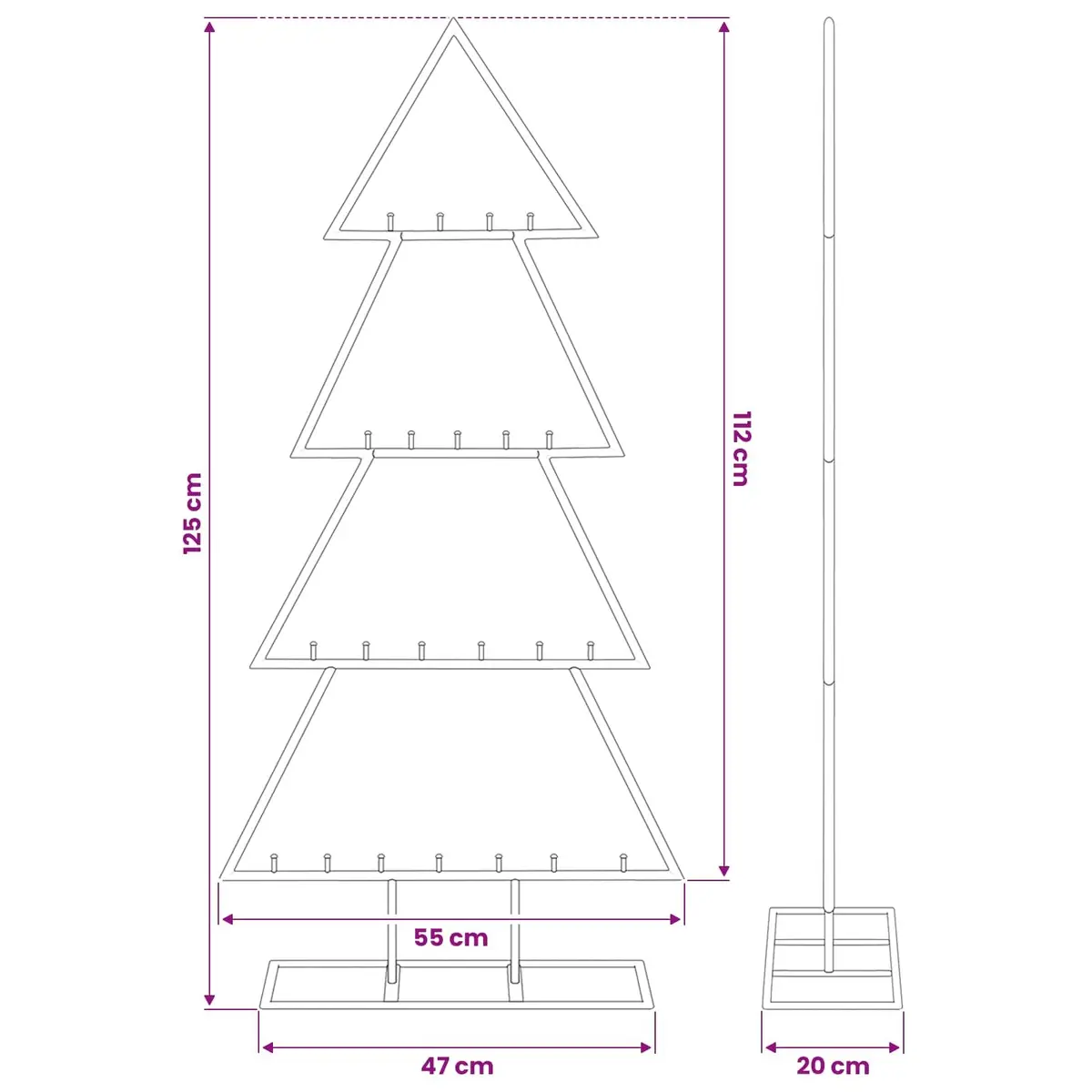 Metal Christmas Tree Frame Modern 125cm DIY Decoration Black