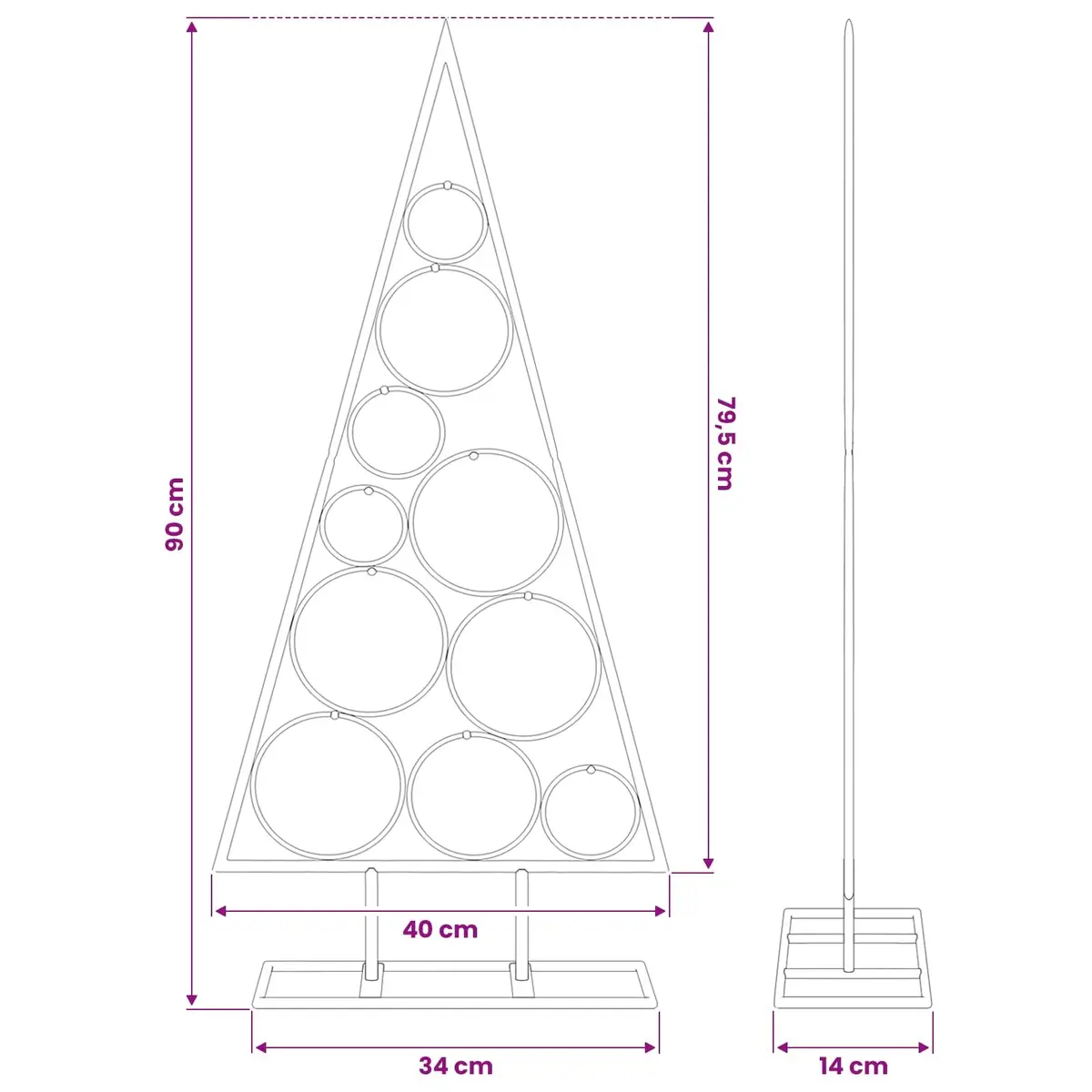 Metal Christmas Tree Frame Black 90cm DIY Modern Holiday Home Decor