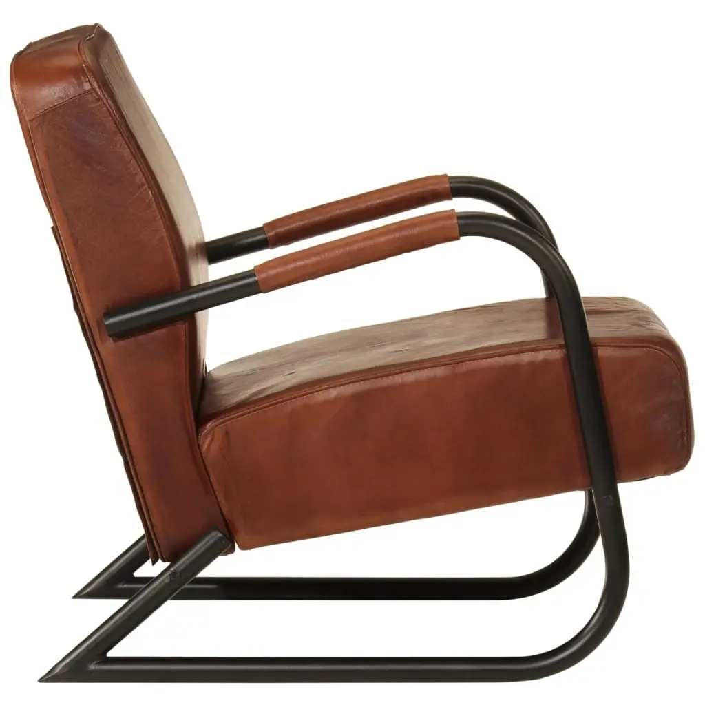 Brown Leather Armchair Single Sofa Chair Lounge Seat Living Room Furniture