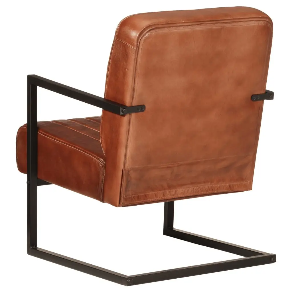 Sofa Chair Brown Leather Armchair Living Room Lounge Seating Furniture