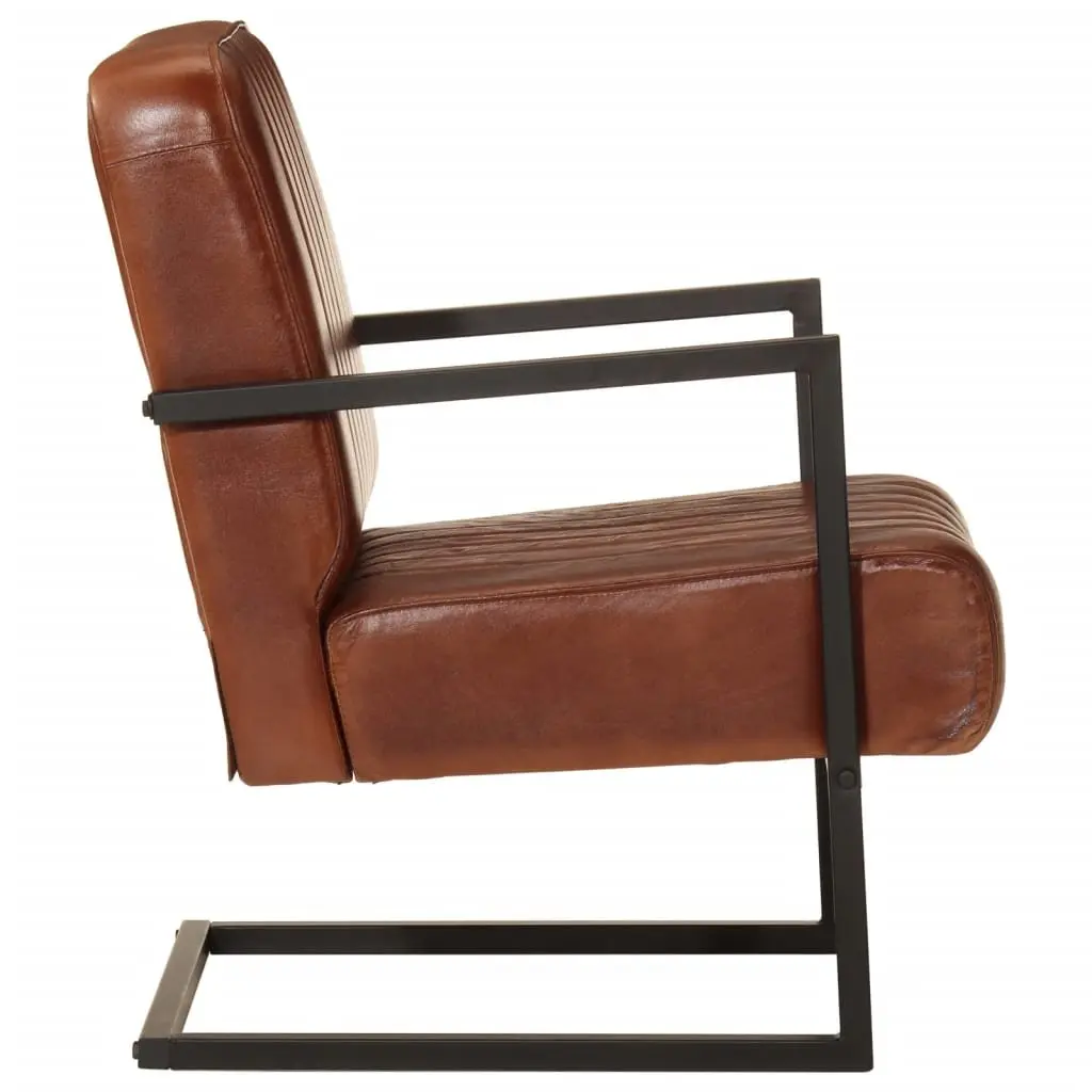 Sofa Chair Brown Leather Armchair Living Room Lounge Seating Furniture