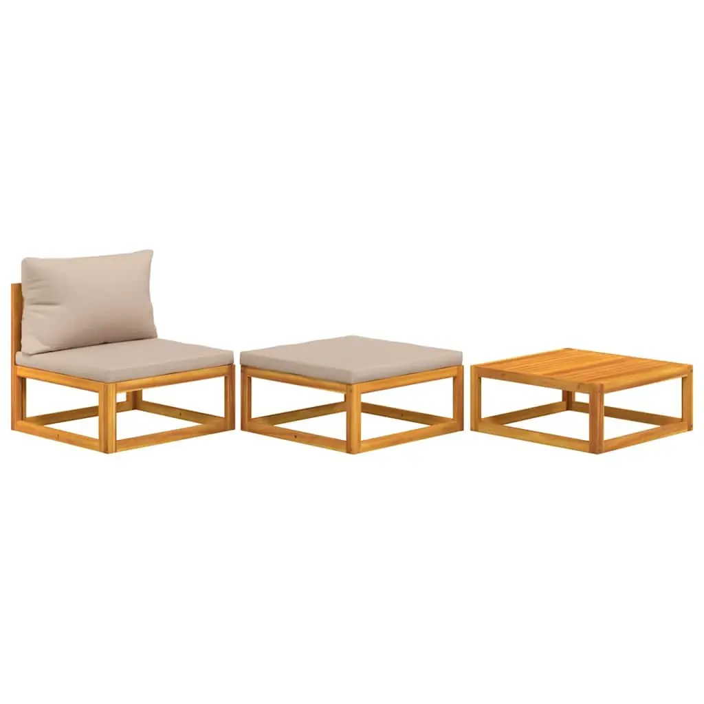 3 Piece Garden Lounge Set with Cushions Outdoor Sectional Sofa Coffee Table