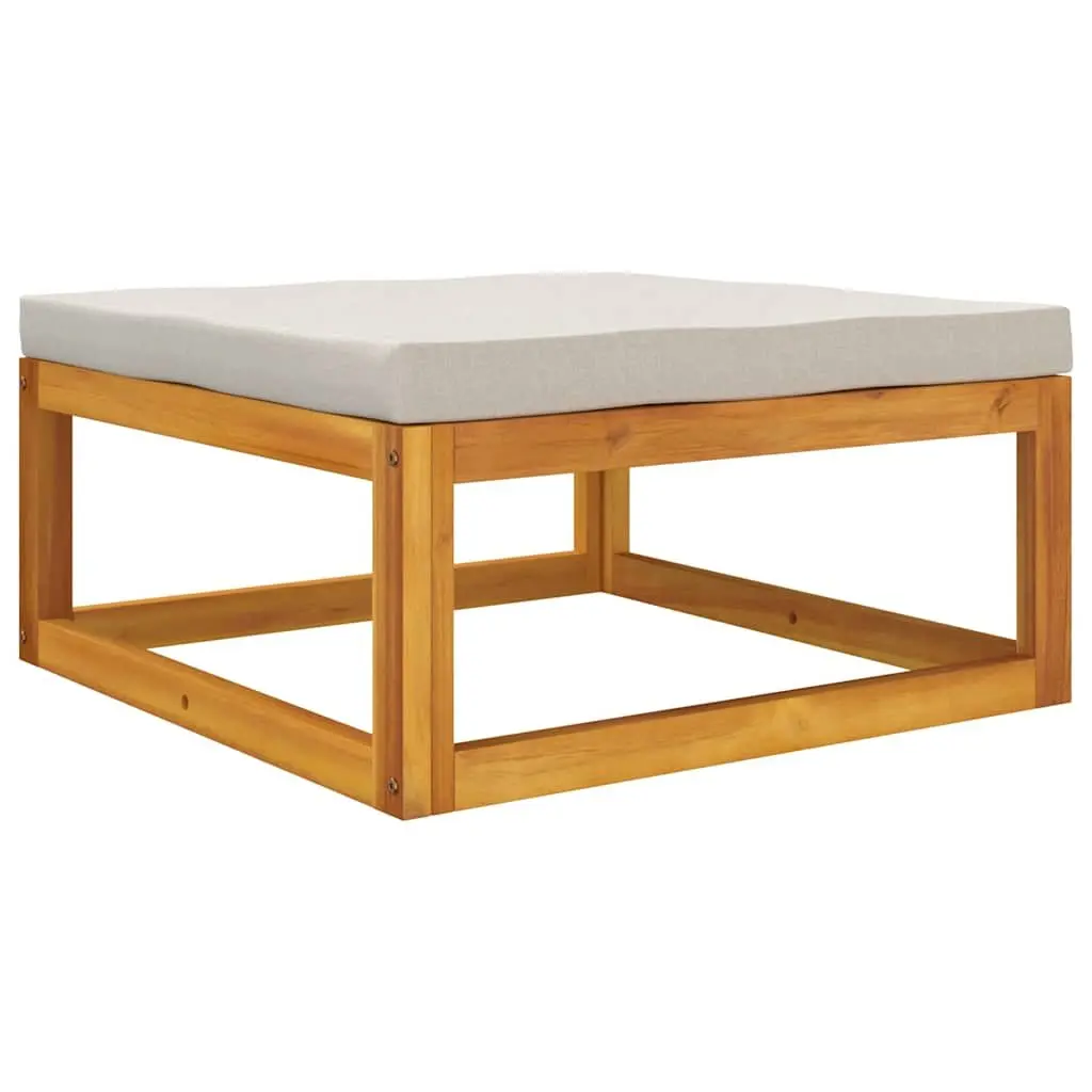 3 Piece Outdoor Garden Lounge Set Grey Cushions Solid Acacia Wood Coffee Table