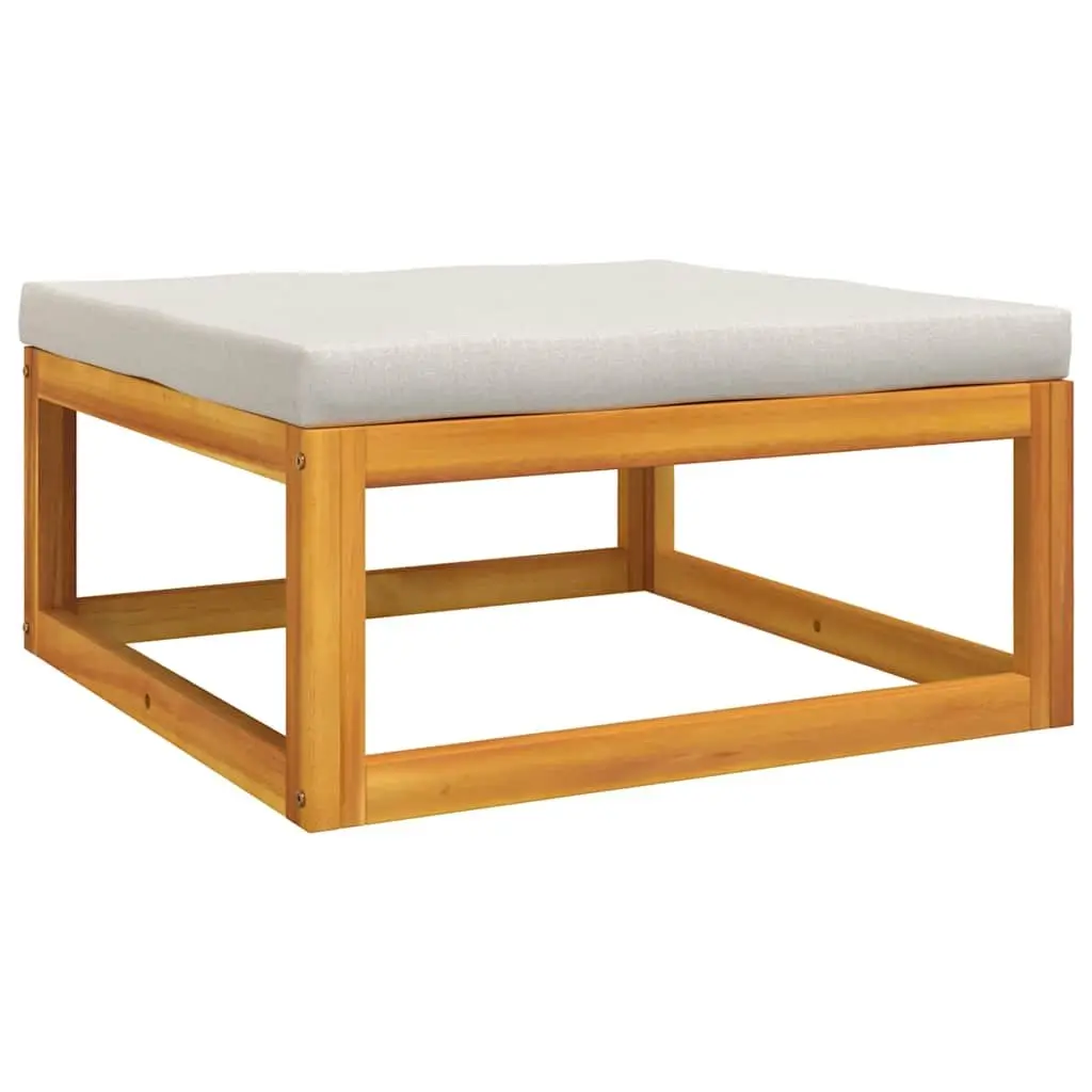 Outdoor Footrest Solid Acacia Wood with Grey Cushion