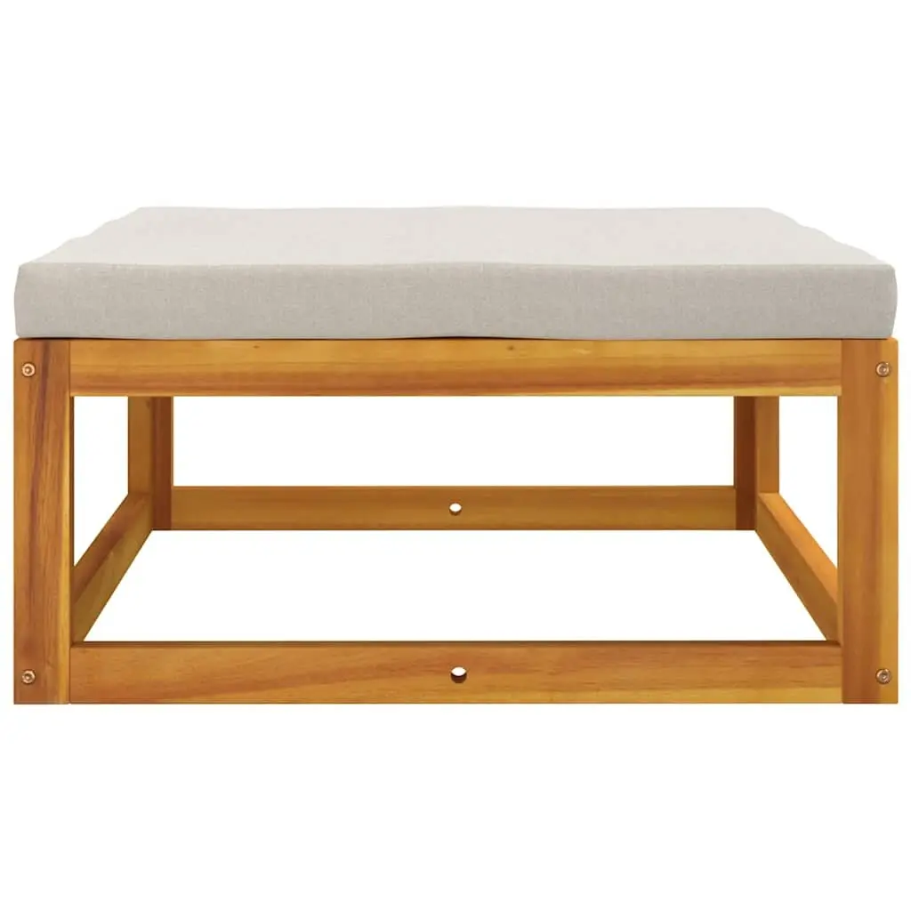 Outdoor Footrest Solid Acacia Wood with Grey Cushion