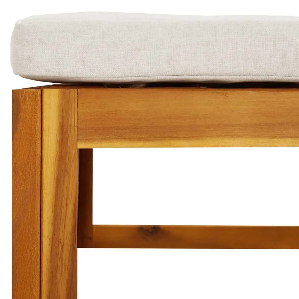 Outdoor Footrest Solid Acacia Wood with Grey Cushion