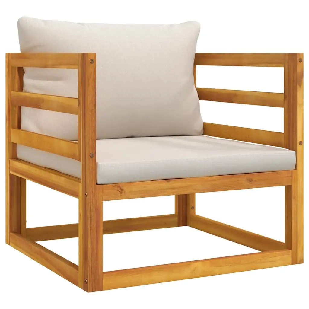 Outdoor Garden Chair Solid Acacia Wood Light Grey Cushions