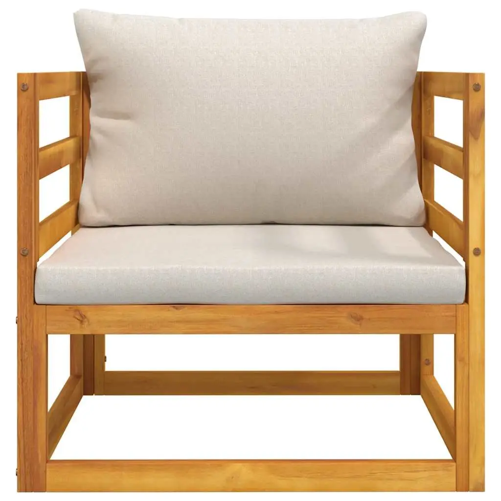 Outdoor Garden Chair Solid Acacia Wood Light Grey Cushions