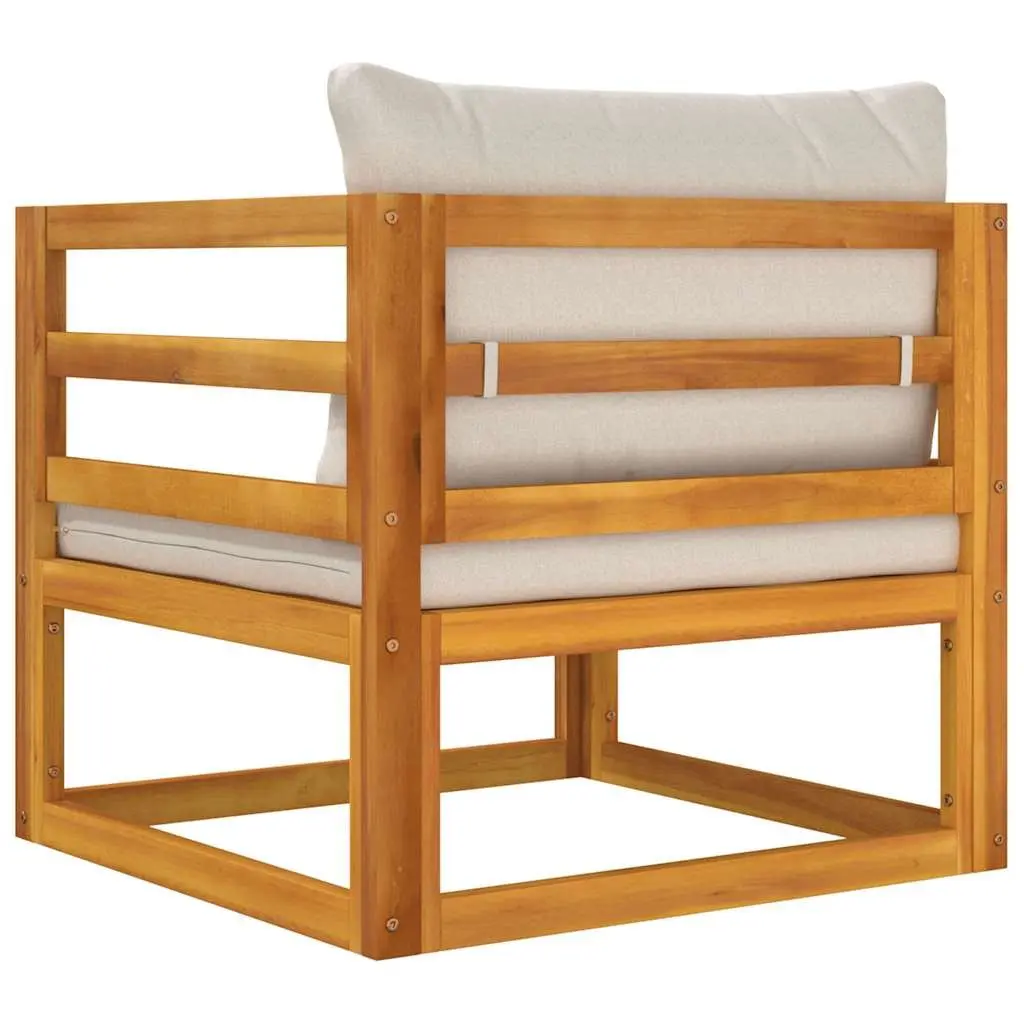 Outdoor Garden Chair Solid Acacia Wood Light Grey Cushions