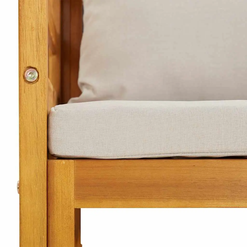 Outdoor Garden Chair Solid Acacia Wood Light Grey Cushions