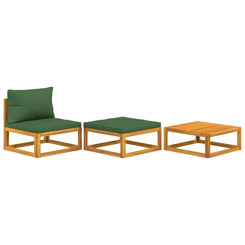 3 Piece Garden Lounge Set with Cushions Solid Wood Acacia Outdoor Sectional Sofa