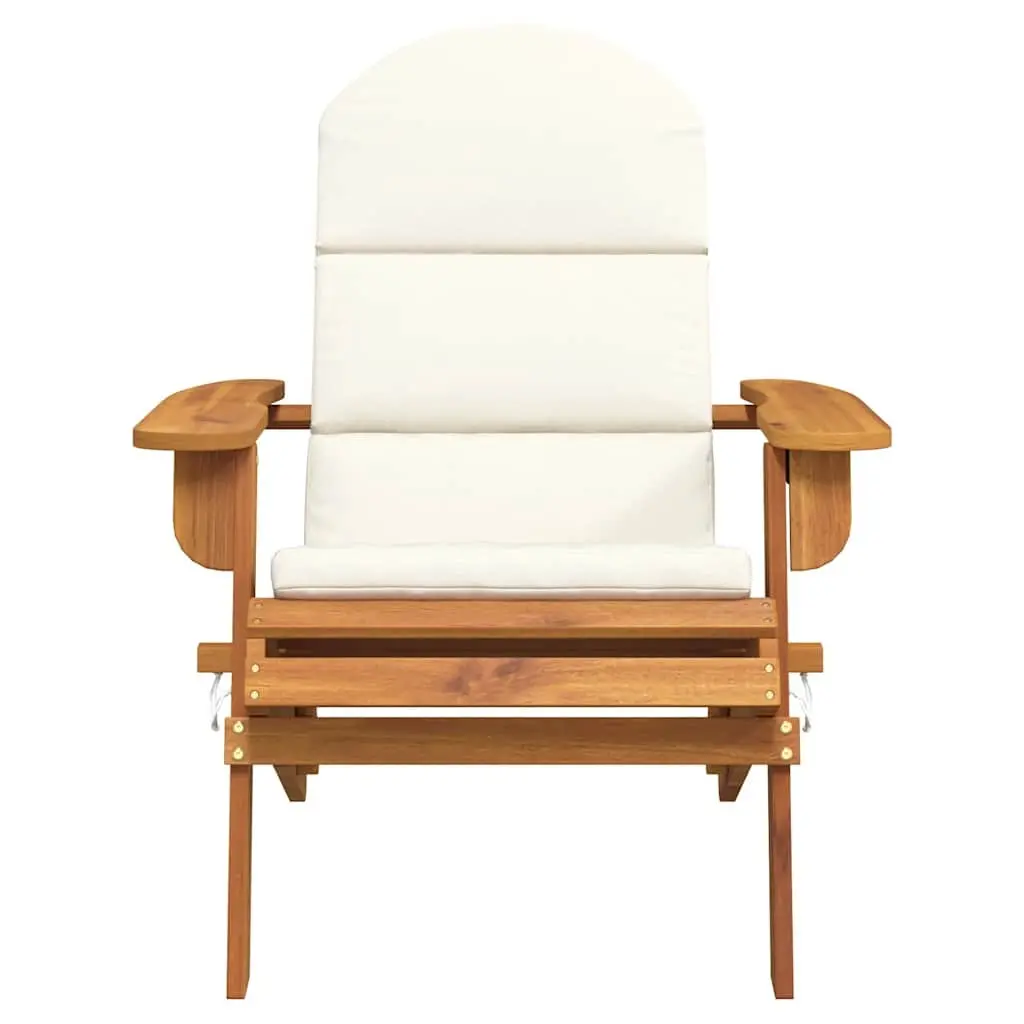 Adirondack Garden Chair Solid Wood Foldable Outdoor Lounge Seat with Cushions