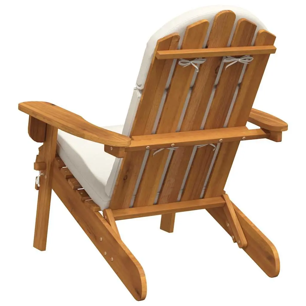 Adirondack Garden Chair Solid Wood Foldable Outdoor Lounge Seat with Cushions