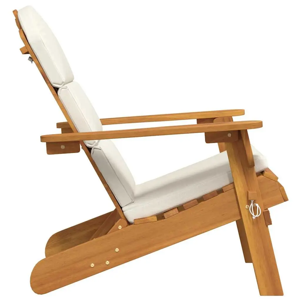 Adirondack Garden Chair Solid Wood Foldable Outdoor Lounge Seat with Cushions