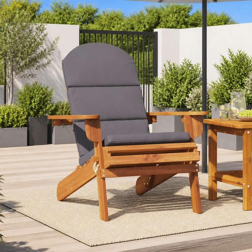 Adirondack Garden Chair Foldable Cushioned Wooden Outdoor Lounge Seat