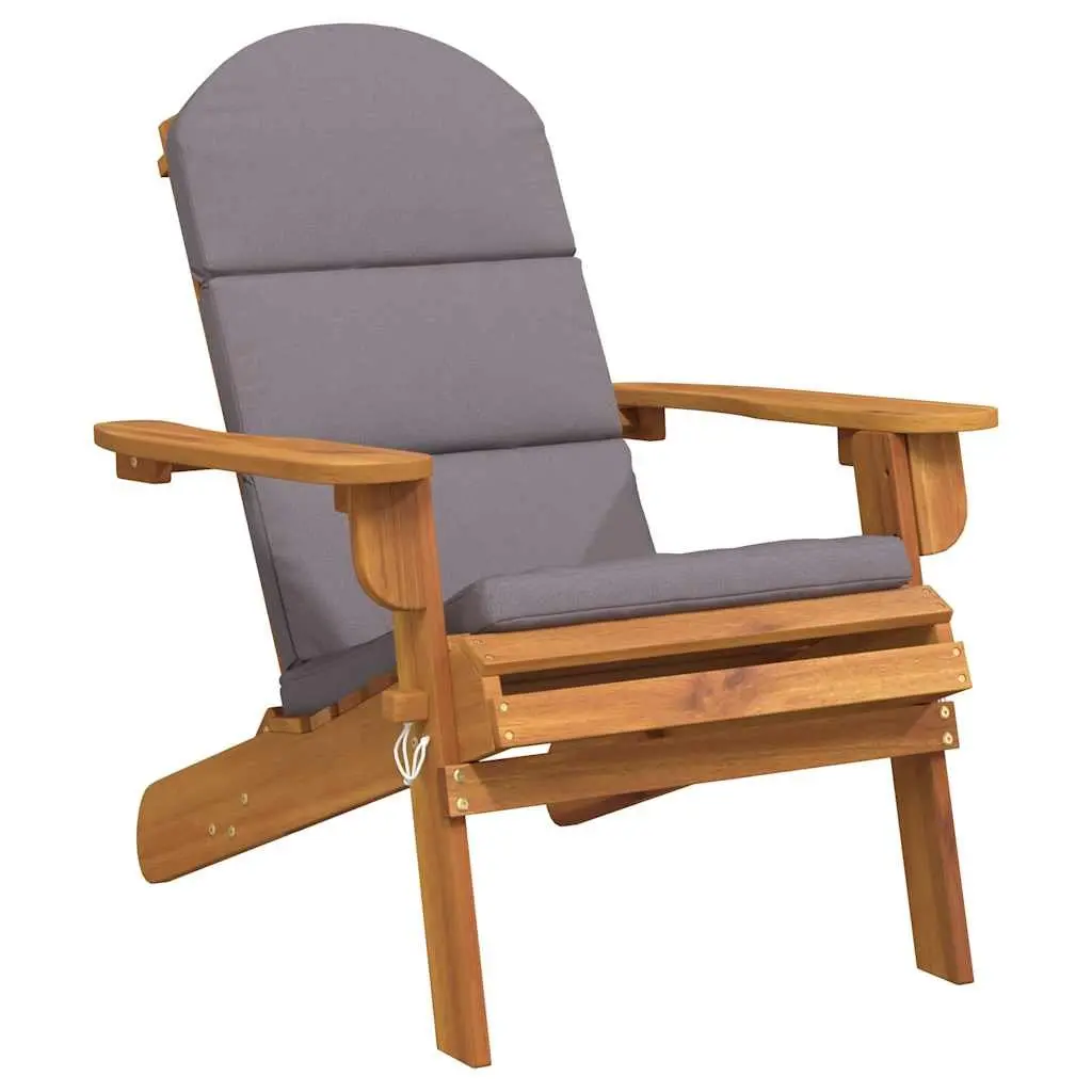 Adirondack Garden Chair Foldable Cushioned Wooden Outdoor Lounge Seat