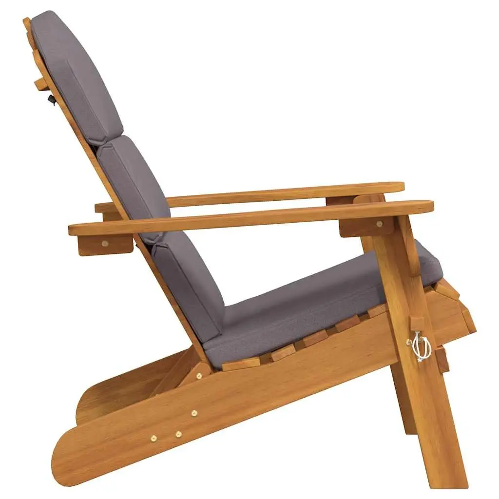 Adirondack Garden Chair Foldable Cushioned Wooden Outdoor Lounge Seat