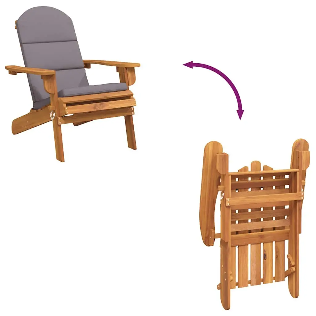 Adirondack Garden Chair Foldable Cushioned Wooden Outdoor Lounge Seat