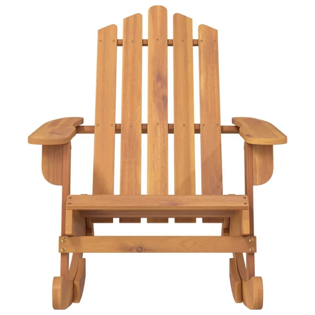 Adirondack Rocking Chair Wooden Lounge Seat High Backrest Brown