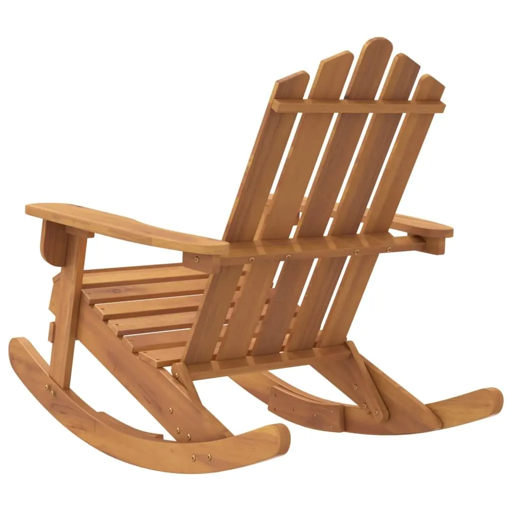 Adirondack Rocking Chair Wooden Lounge Seat High Backrest Brown