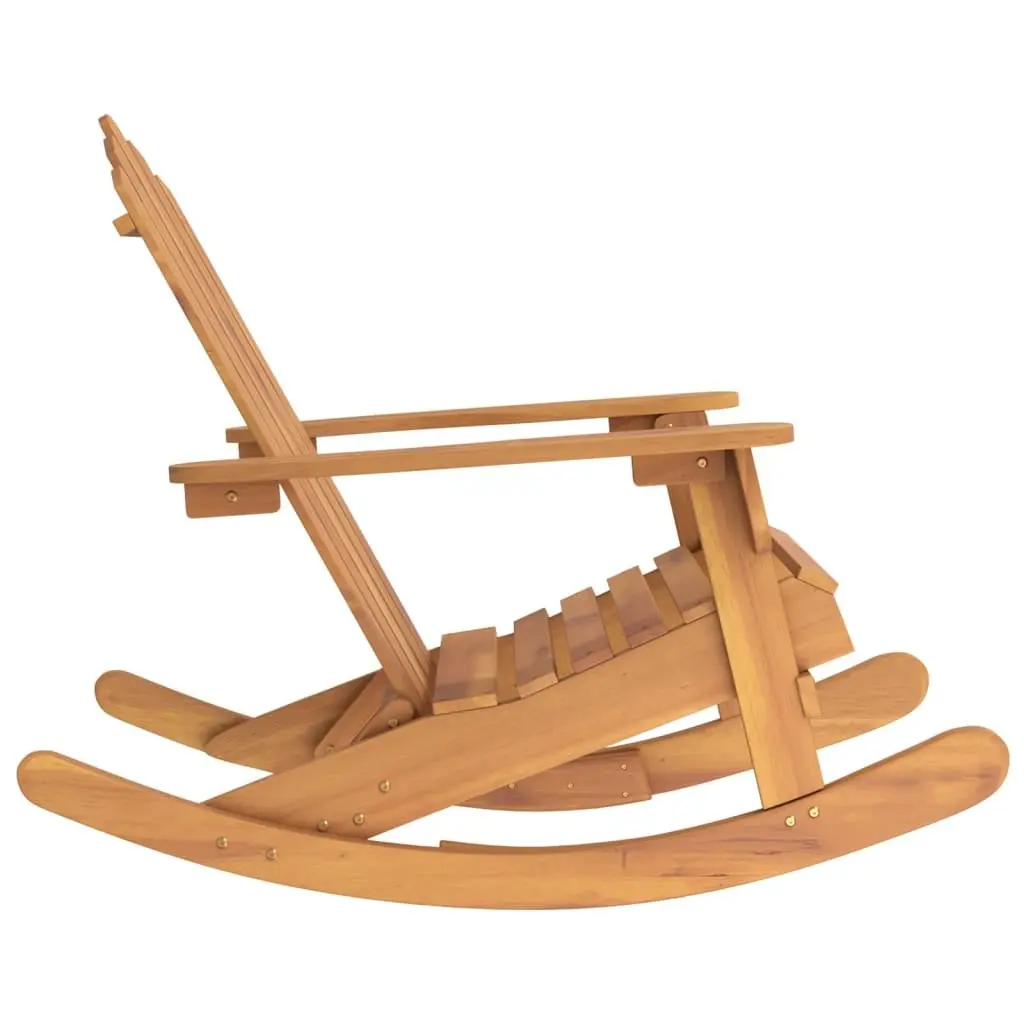 Adirondack Rocking Chair Wooden Lounge Seat High Backrest Brown