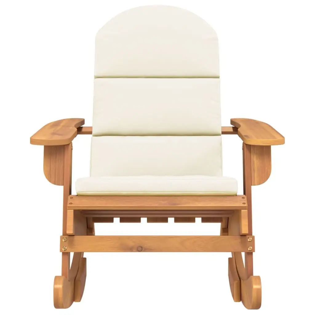 Adirondack Rocking Chair Solid Acacia Wood High Backrest Wide Armrests Brown