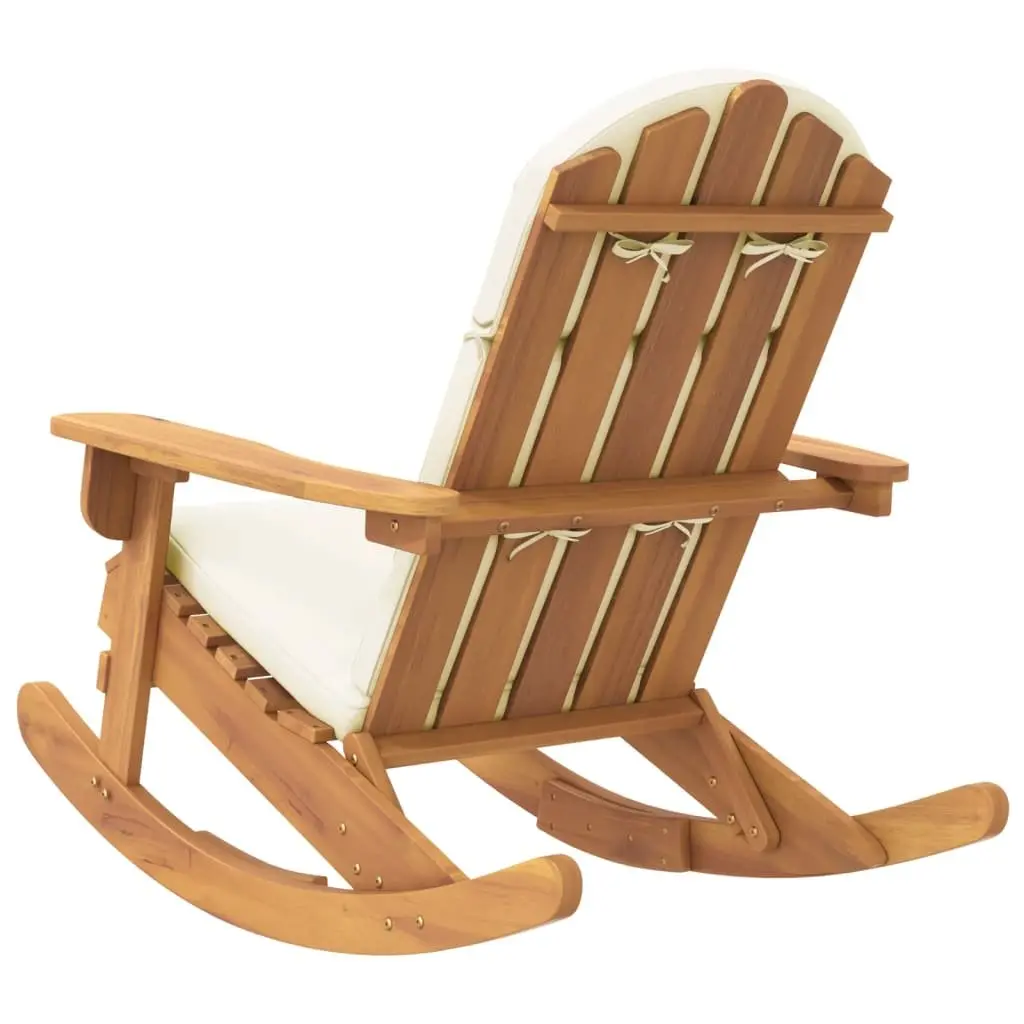 Adirondack Rocking Chair Solid Acacia Wood High Backrest Wide Armrests Brown