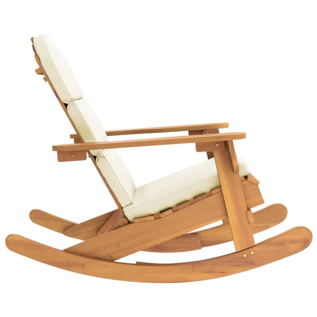 Adirondack Rocking Chair Solid Acacia Wood High Backrest Wide Armrests Brown