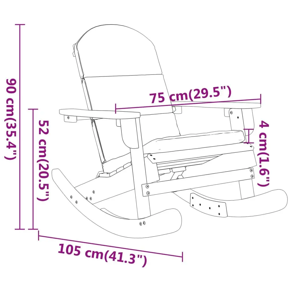 Adirondack Rocking Chair Solid Acacia Wood High Backrest Wide Armrests Brown