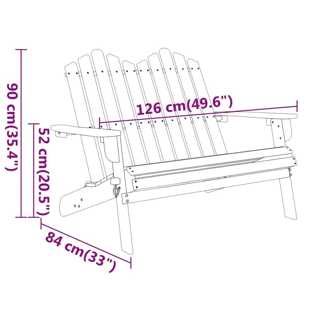 Adirondack Garden Bench Foldable Wooden Outdoor Seating 126cm