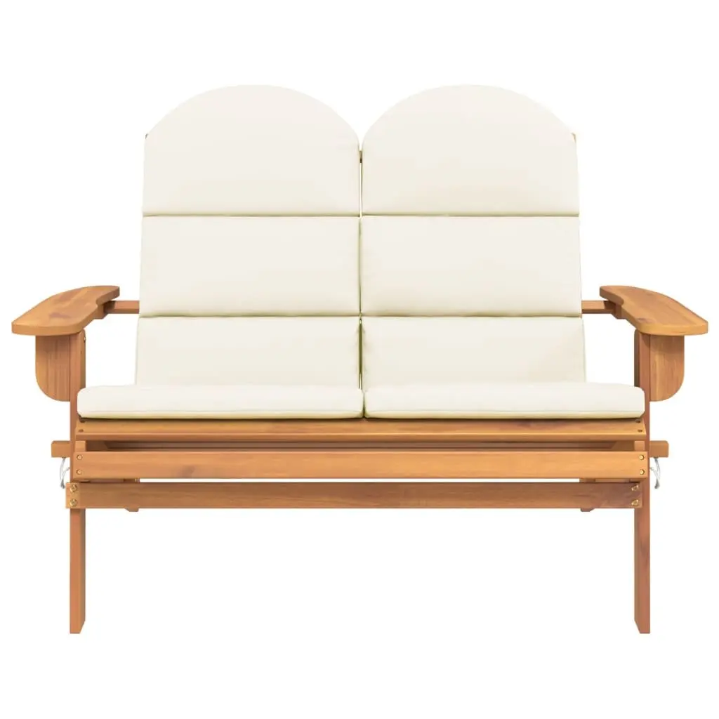 Adirondack Garden Bench 126 cm Solid Wood Outdoor Seating with Cushions Foldable