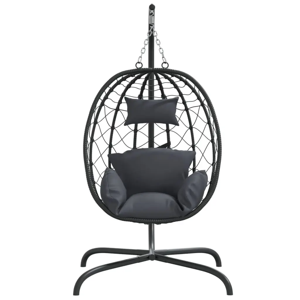 Outdoor Swing Seat Egg Chair Steel Frame Poly Rattan Cushion Anthracite