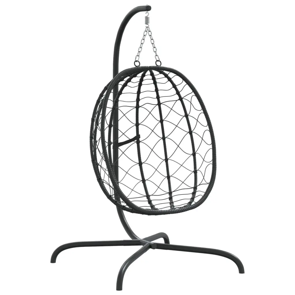 Outdoor Swing Seat Egg Chair Steel Frame Poly Rattan Cushion Anthracite