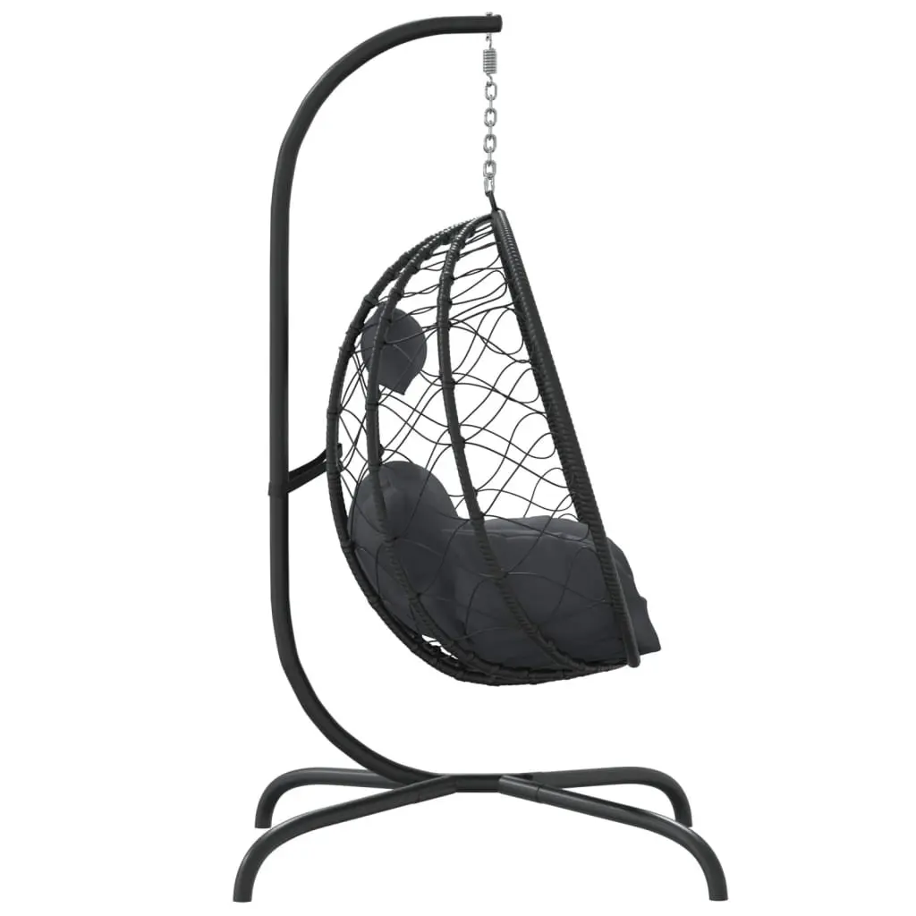 Outdoor Swing Seat Egg Chair Steel Frame Poly Rattan Cushion Anthracite