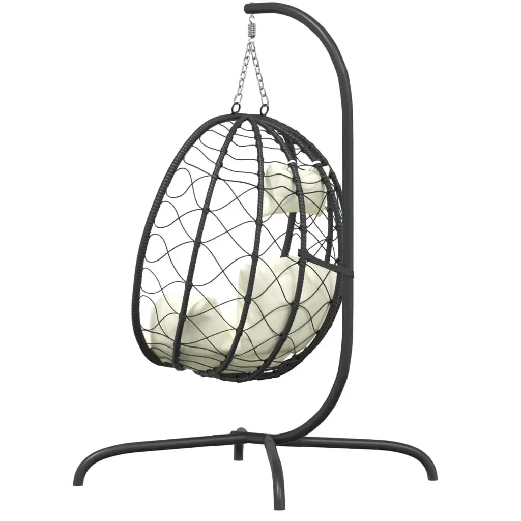 Hanging Egg Chair with Cushion Cream Outdoor Garden Swing Rocking Relaxation