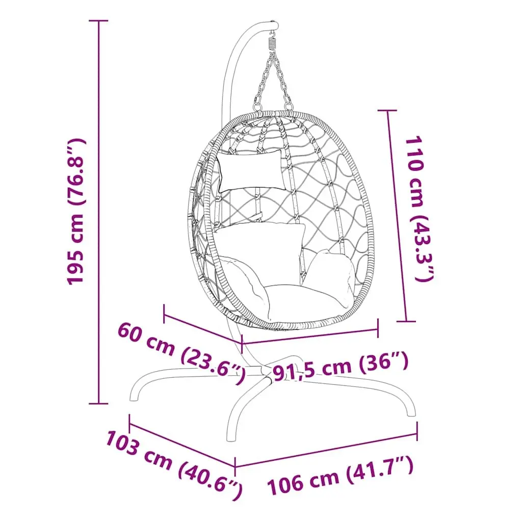 Hanging Egg Chair Outdoor Garden Swing Rattan Cushion Relaxing Seat Patio