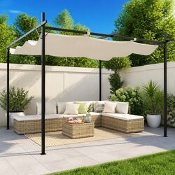Pergola Retractable Roof Outdoor Shade Gazebo Garden Pavilion 295x292x230cm