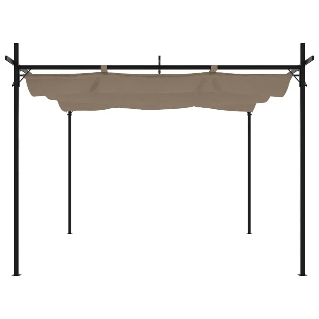 Pergola with Retractable Roof Outdoor Garden Shade Structure Taupe 295 x 292 x 230 cm