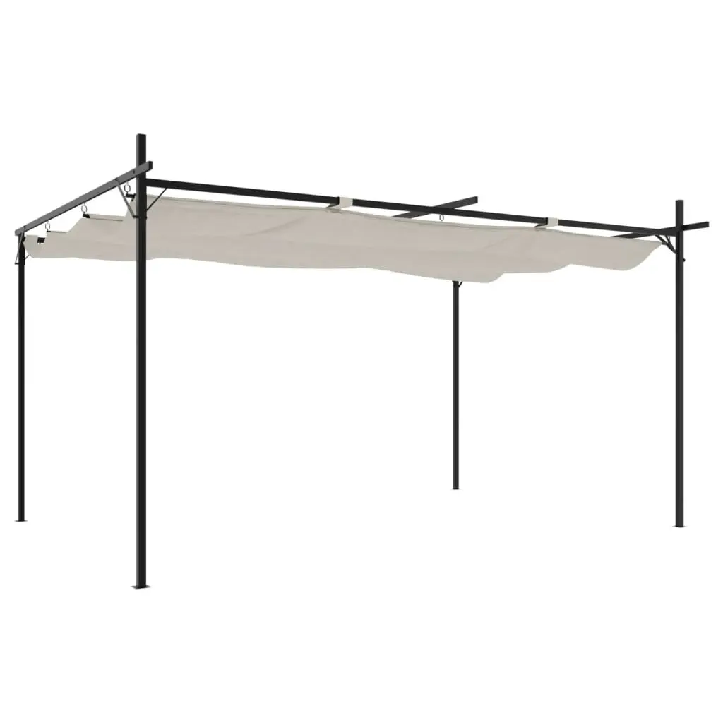 Pergola Retractable Roof Outdoor Garden Shelter 395L x 292W x 230H cm Cream
