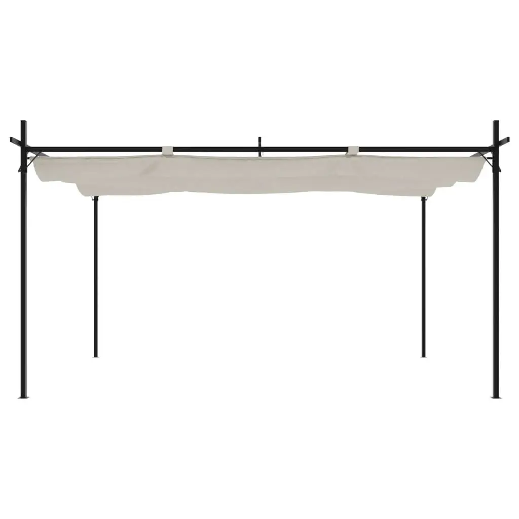 Pergola Retractable Roof Outdoor Garden Shelter 395L x 292W x 230H cm Cream