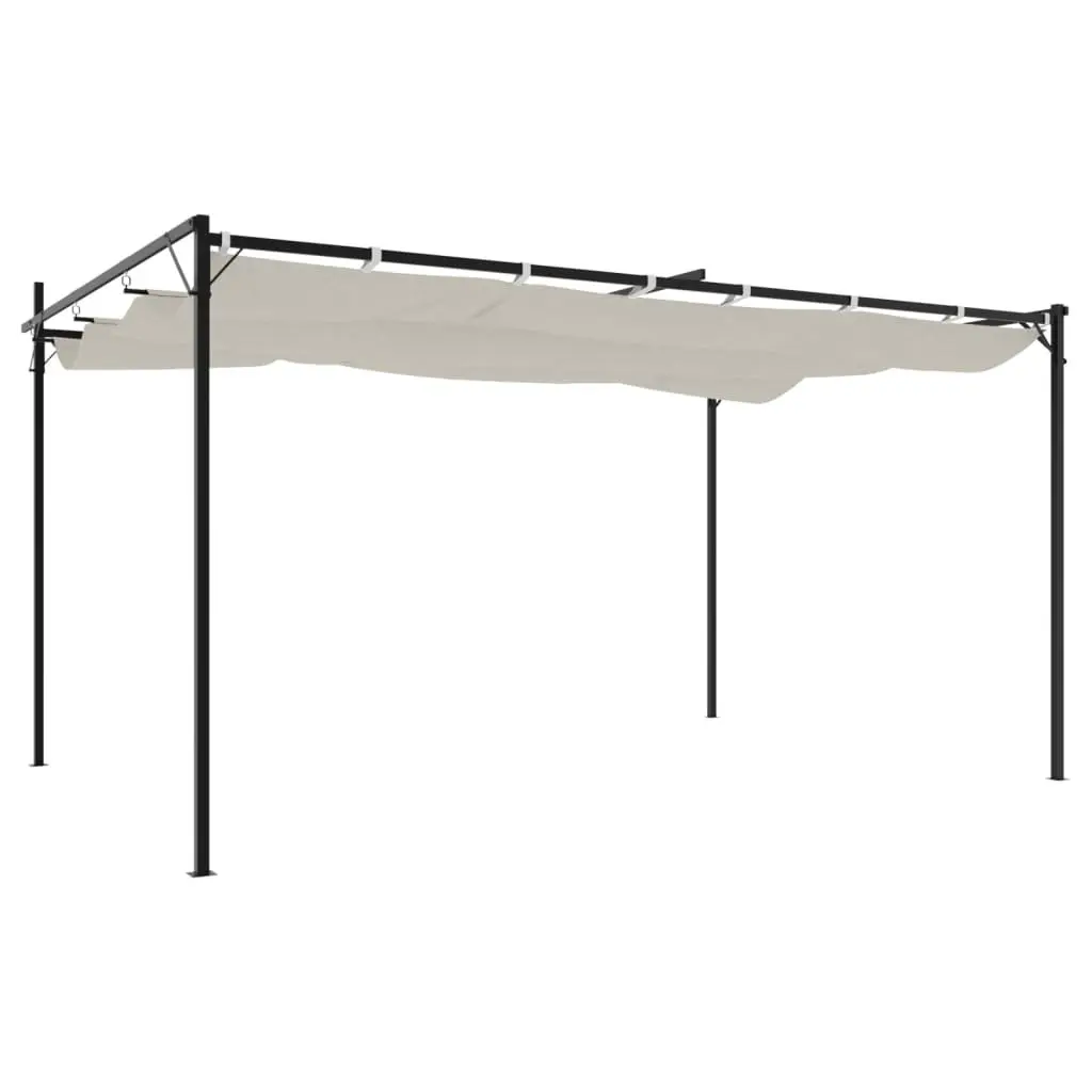 Pergola Retractable Roof Outdoor Garden Shelter 395L x 292W x 230H cm Cream