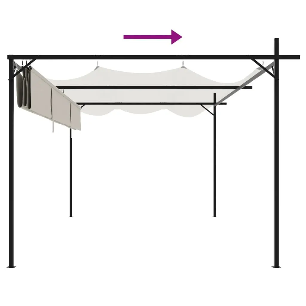 Pergola Retractable Roof Outdoor Garden Shelter 395L x 292W x 230H cm Cream